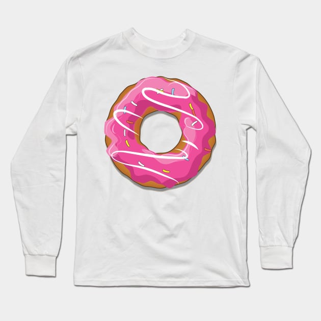 Pink Donut Long Sleeve T-Shirt by nickemporium1